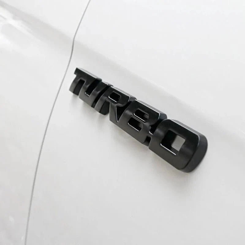 Turbocharged Metal Alloy 3D Car Sticker Badge | Sporty Decorative Car Emblem