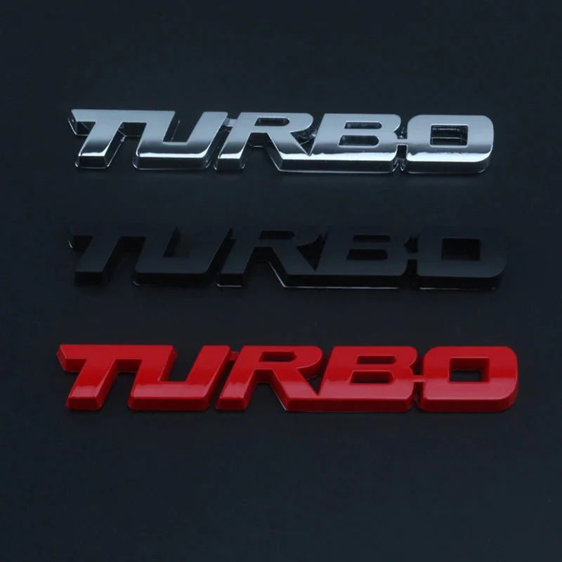 Turbocharged Metal Alloy 3D Car Sticker Badge | Sporty Decorative Car Emblem