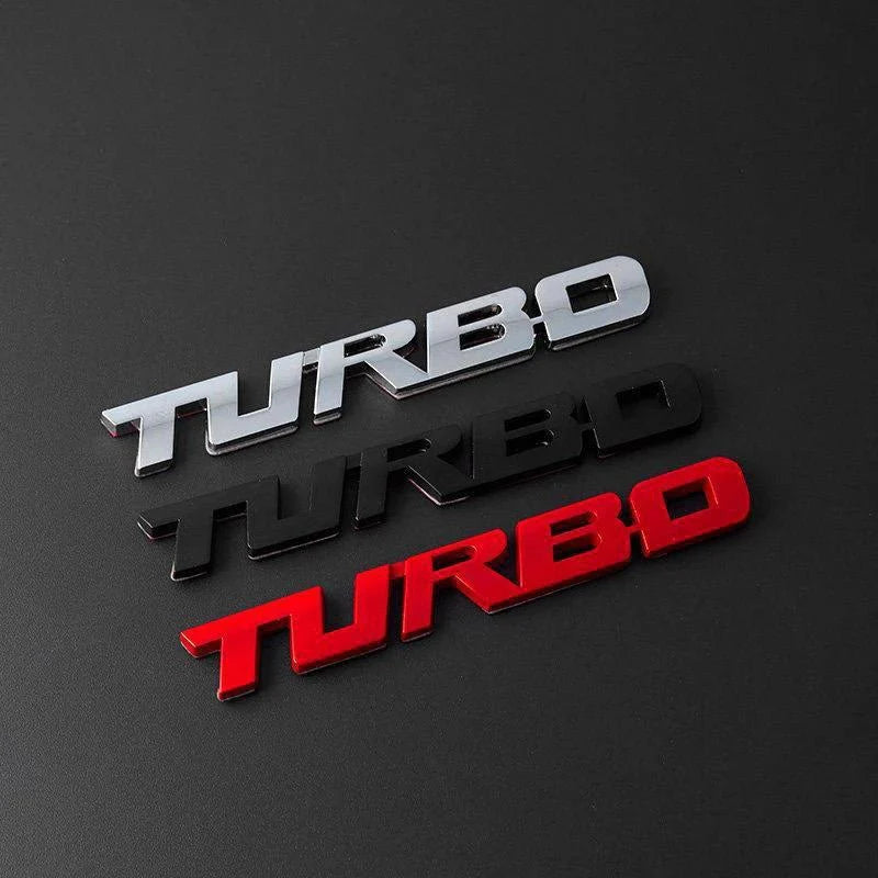Turbocharged Metal Alloy 3D Car Sticker Badge | Sporty Decorative Car Emblem