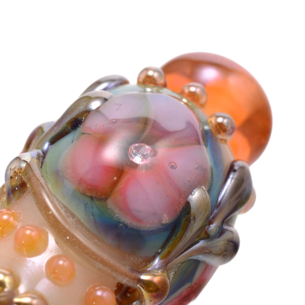 Handmade Borosilicate Glass Art Bead 20x40mm - Leah Fairbanks - Multicolor Organic Sculptural Lampwork Focal