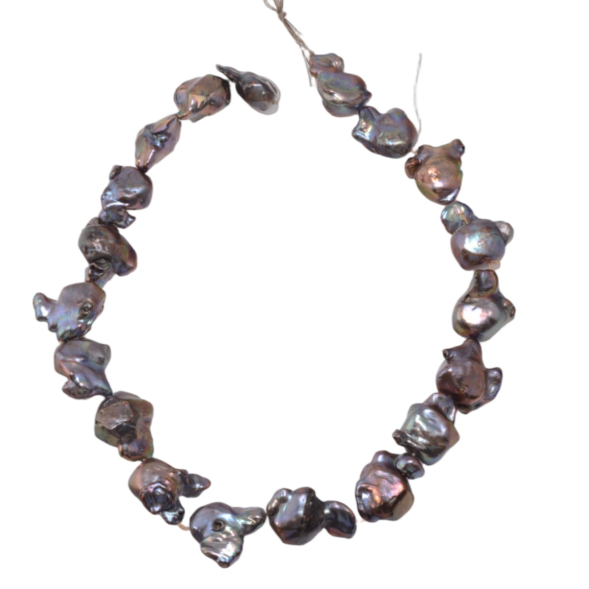 Baroque Keshi Freshwater Pearl Strand - Peacock Black 16 Inch - Natural Irregular Shape Pearls