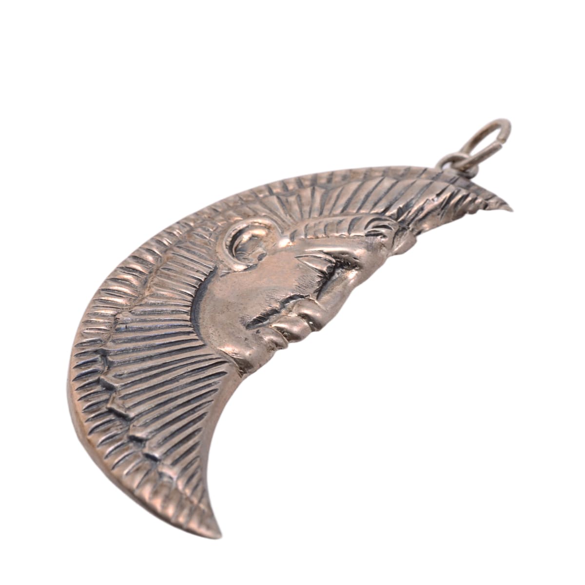 Sterling Silver Crescent Moon Face Charm - Peter Stone Designer Pendant 53mm