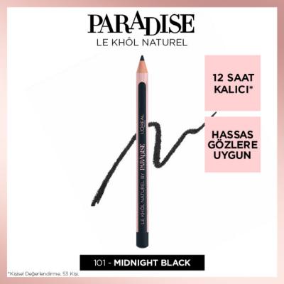 Loreal Paris Paradise Le Kohl Eyeliner - Midnight Black, Long-Lasting, Sensitive Eye Makeup