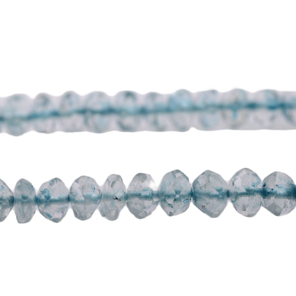 Natural Aquamarine Faceted Rondelle Bead Strand - 14 inches