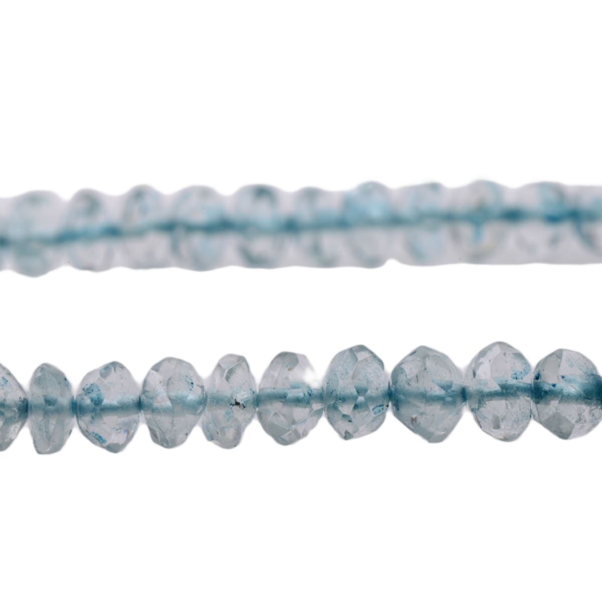 Natural Aquamarine Faceted Rondelle Bead Strand - 14 inches