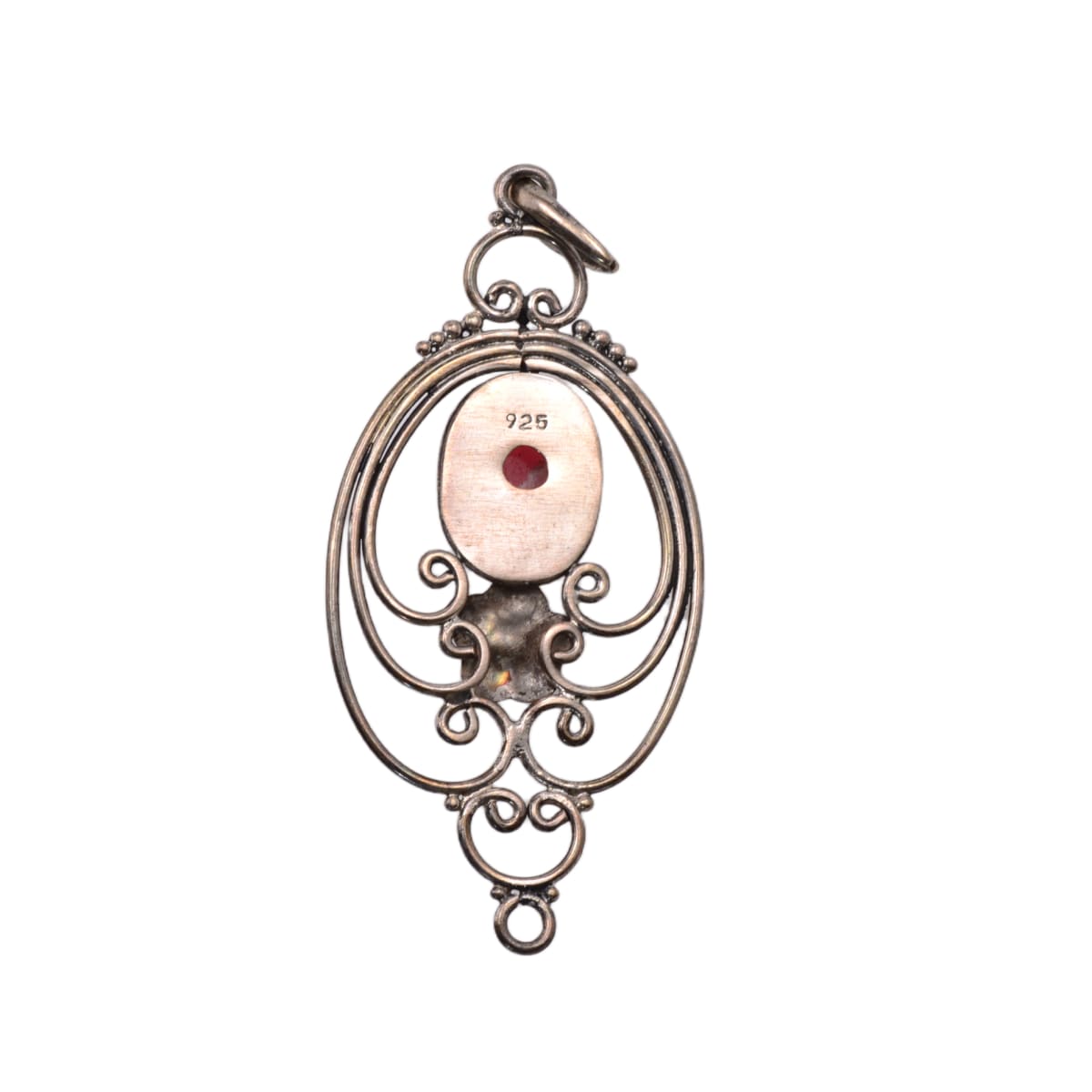 Pink Rhodochrosite Sterling Silver Ornate Filigree Pendant - 70mm Statement Focal