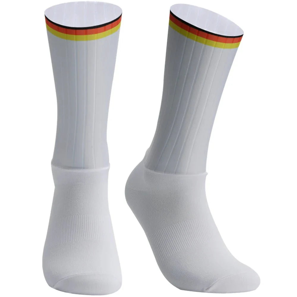 Unisex Anti-Slip Aero Cycling Socks | Silicone-Striped Knee-High Sports Socks