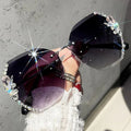 Vintage Rimless Rhinestone Sunglasses | UV Protection Luxury Shades