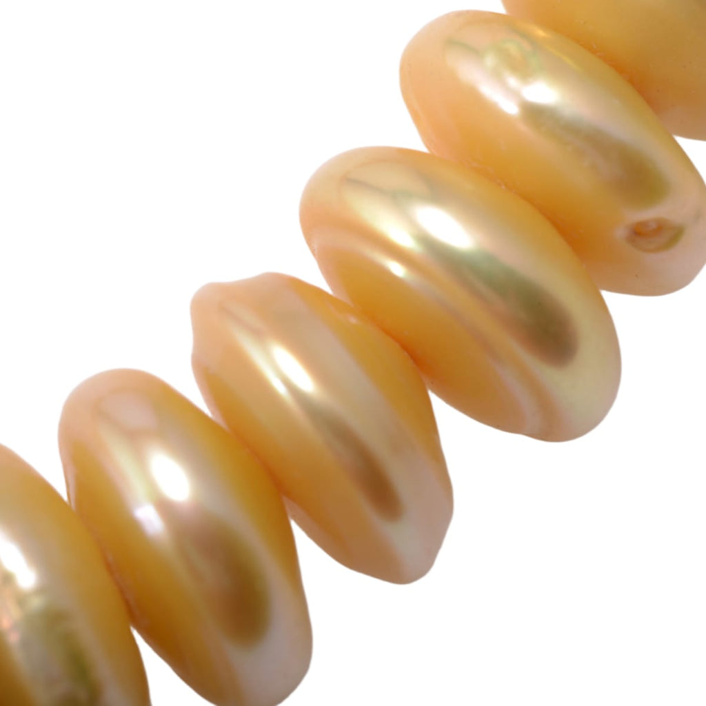 Gold Freshwater Disc Pearl Strand 15.5 inches - Premium Natural Pearls
