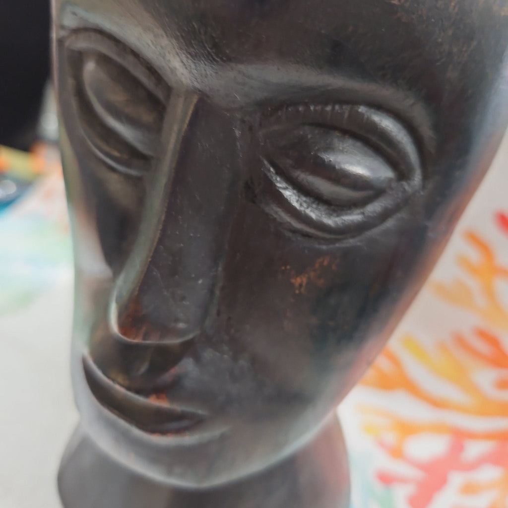 Vintage Carved Wood African Head Bust
