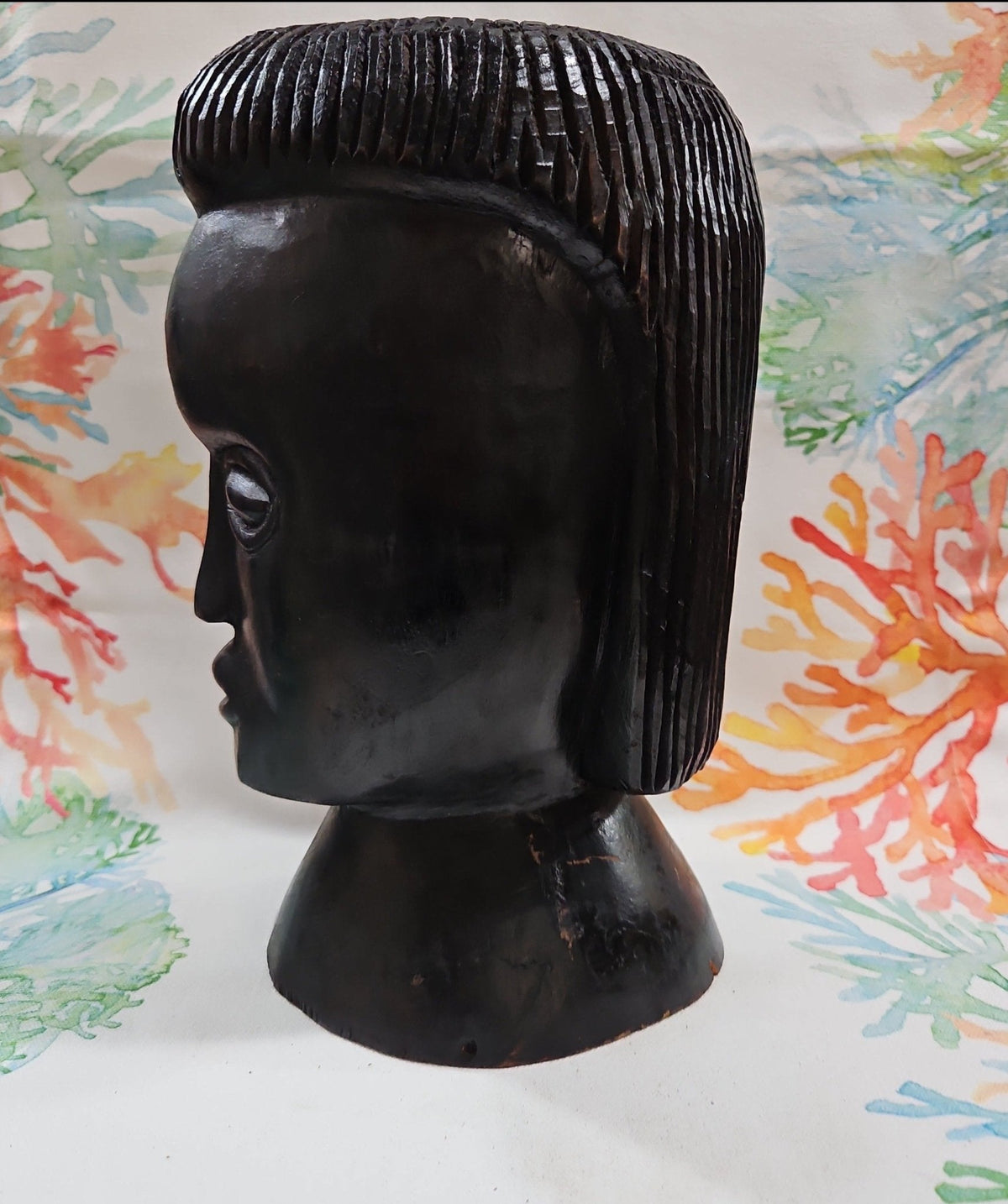 Vintage Carved Wood African Head Bust