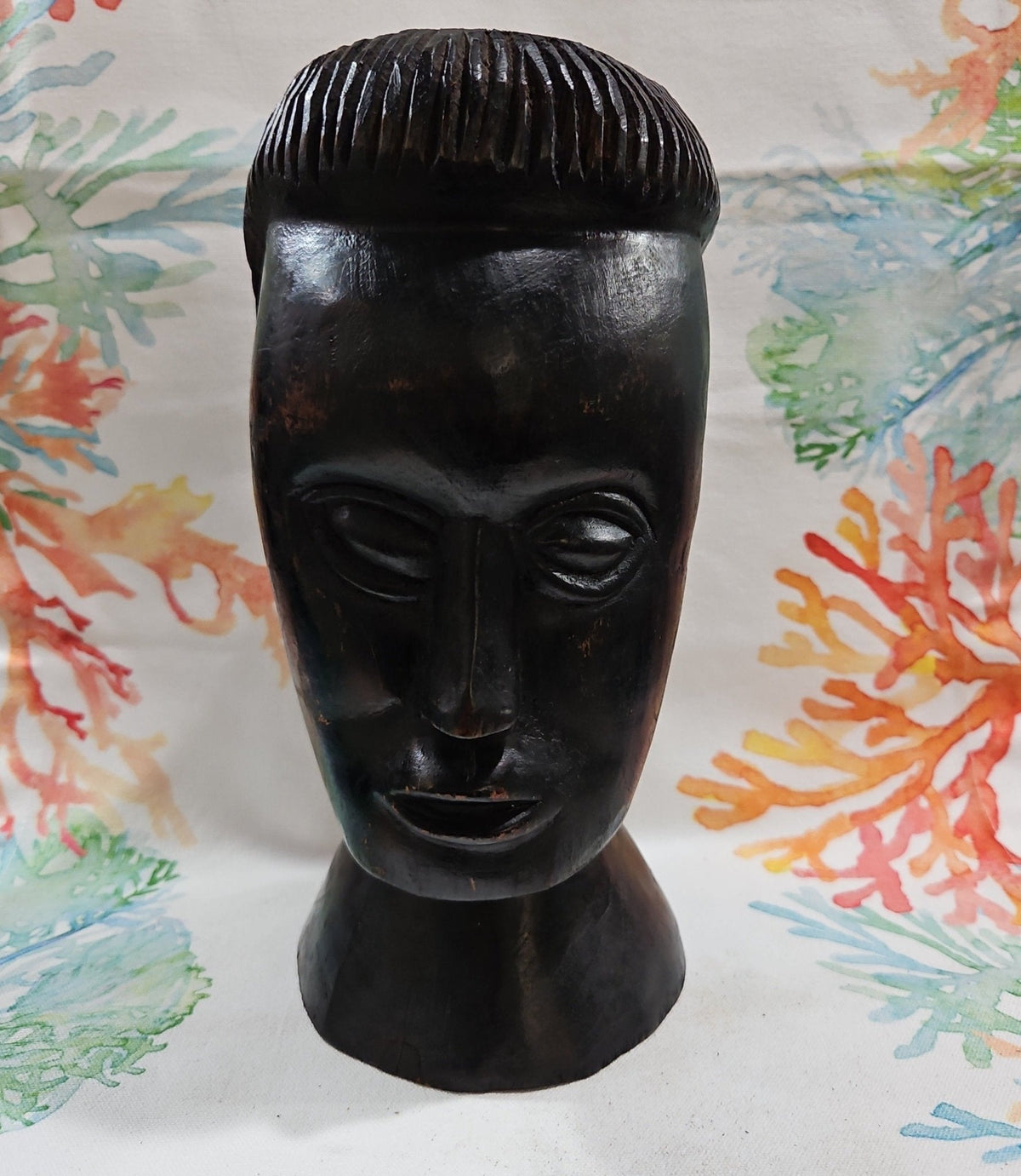 Vintage Carved Wood African Head Bust
