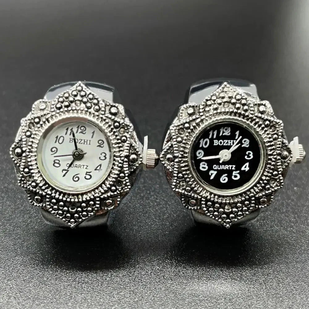 Vintage Punk Finger Watch Ring | Roman Numeral Quartz Mini Clock Jewelry