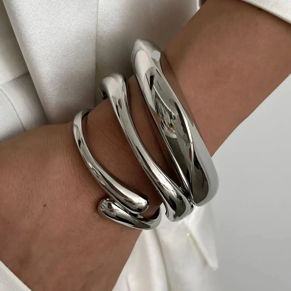 Vintage Punk Quartz Cuff Bangles | Geometric Metal Bracelets for Women and Men