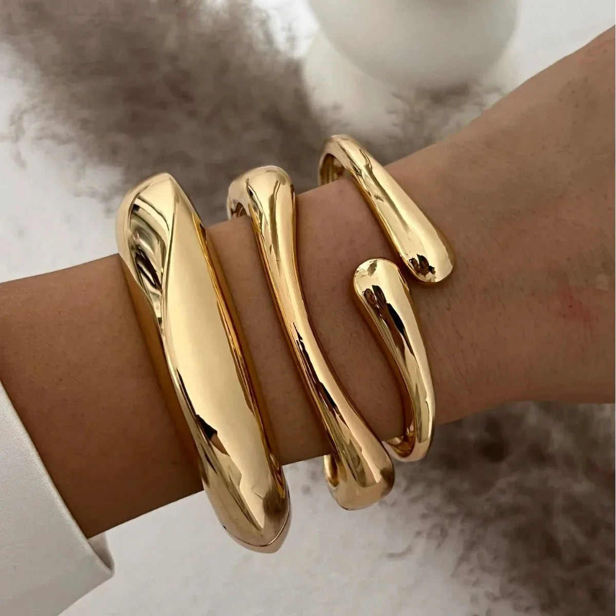 Vintage Punk Quartz Cuff Bangles | Geometric Metal Bracelets for Women and Men