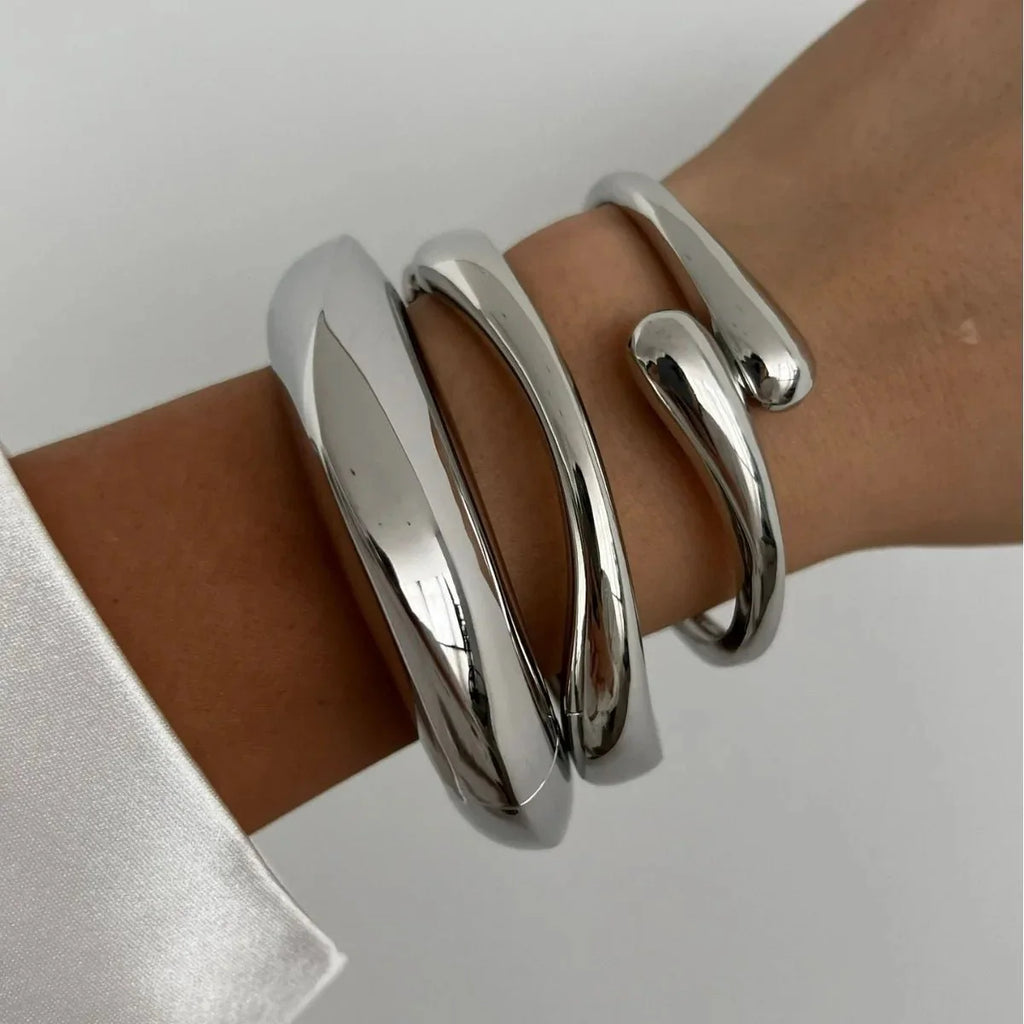 Vintage Punk Quartz Cuff Bangles | Geometric Metal Bracelets for Women and Men