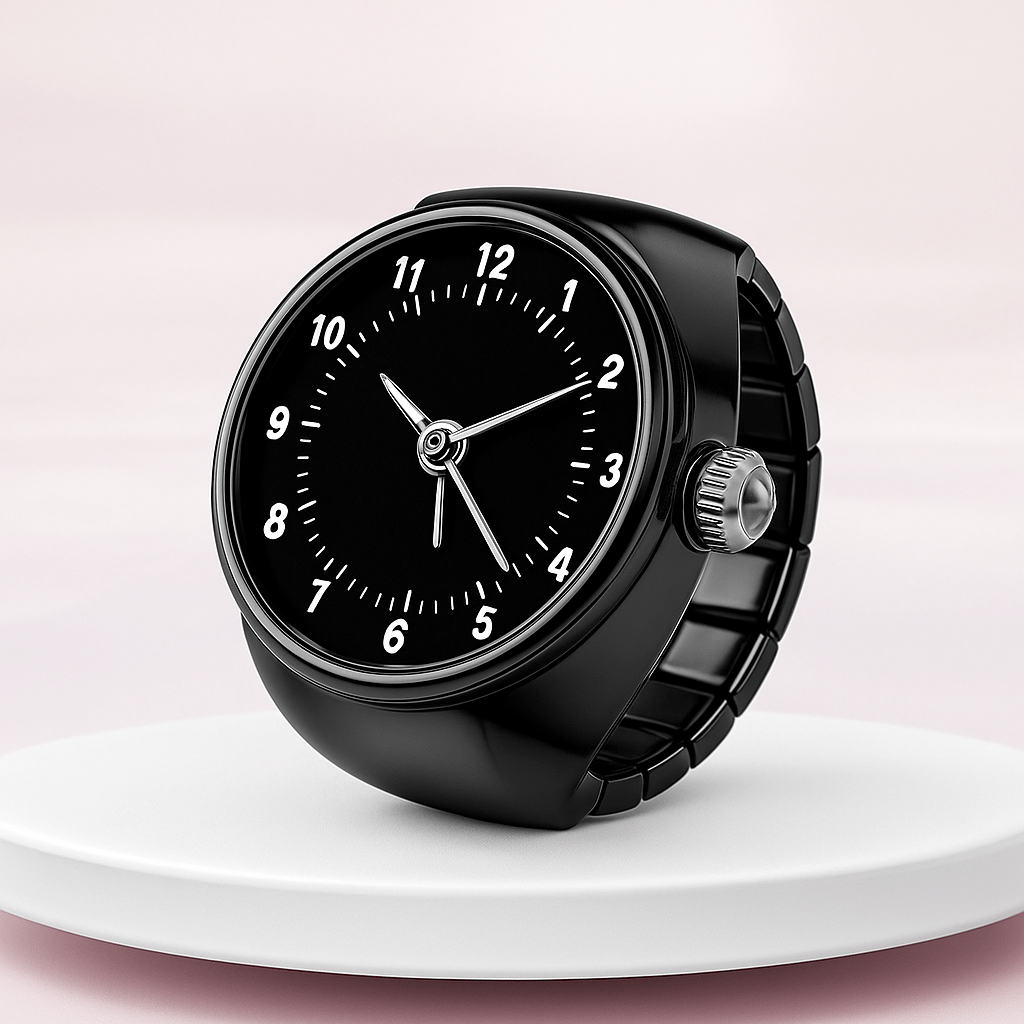 Vintage Punk Quartz Watch Ring | Mini Finger Clock Jewelry for Women and Men