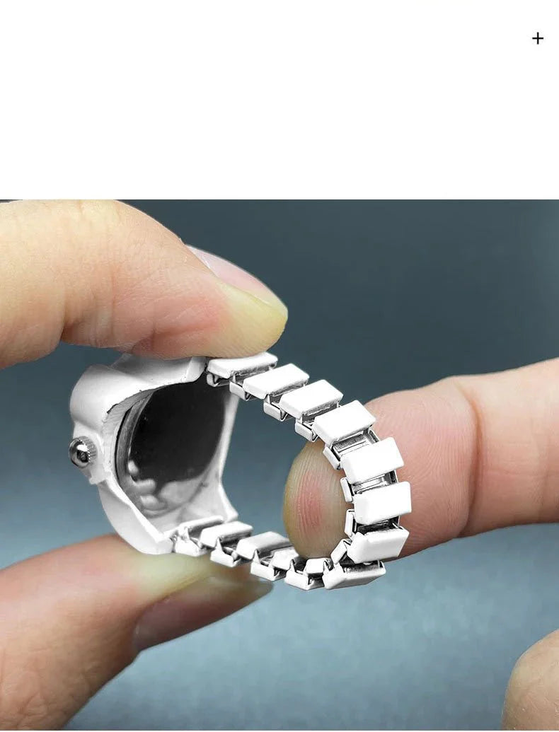 Vintage Punk Quartz Watch Ring | Mini Finger Clock Jewelry for Women and Men
