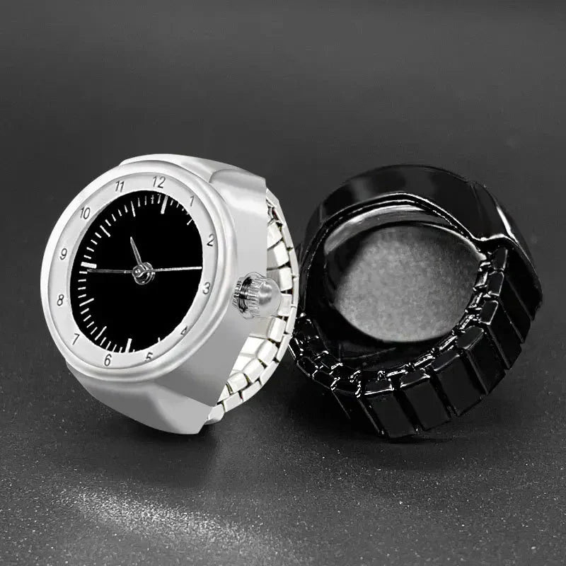 Vintage Punk Quartz Watch Ring | Mini Finger Clock Jewelry for Women and Men