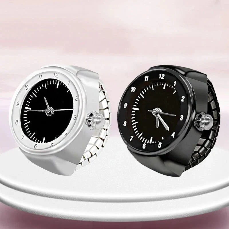 Vintage Punk Quartz Watch Ring | Mini Finger Clock Jewelry for Women and Men