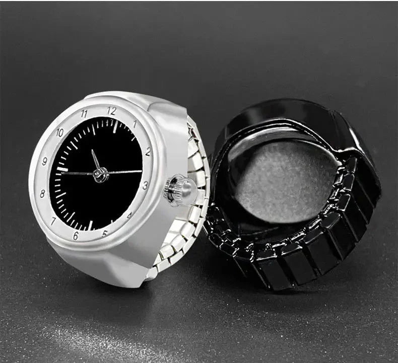 Vintage Punk Quartz Watch Ring | Mini Finger Clock Jewelry for Women and Men