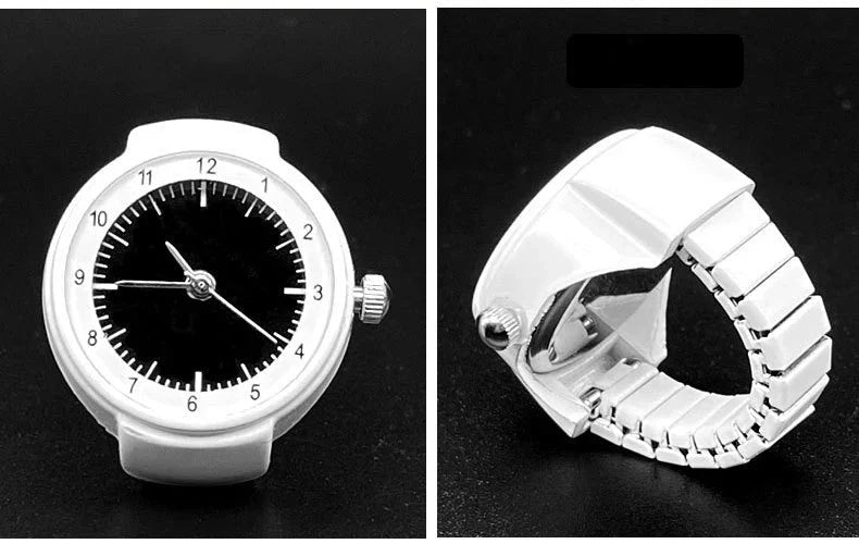 Vintage Punk Quartz Watch Ring | Mini Finger Clock Jewelry for Women and Men
