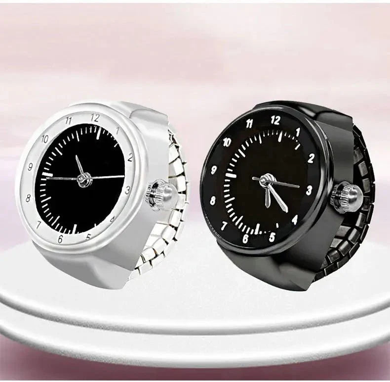 Vintage Punk Quartz Watch Ring | Mini Finger Clock Jewelry for Women and Men