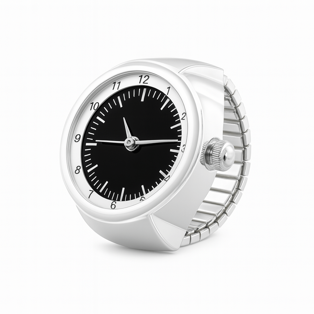 Vintage Punk Quartz Watch Ring | Mini Finger Clock Jewelry for Women and Men