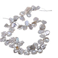 Freshwater Cool White Baroque Keshi Pearl Strand 16in - Natural Lustrous Pearls