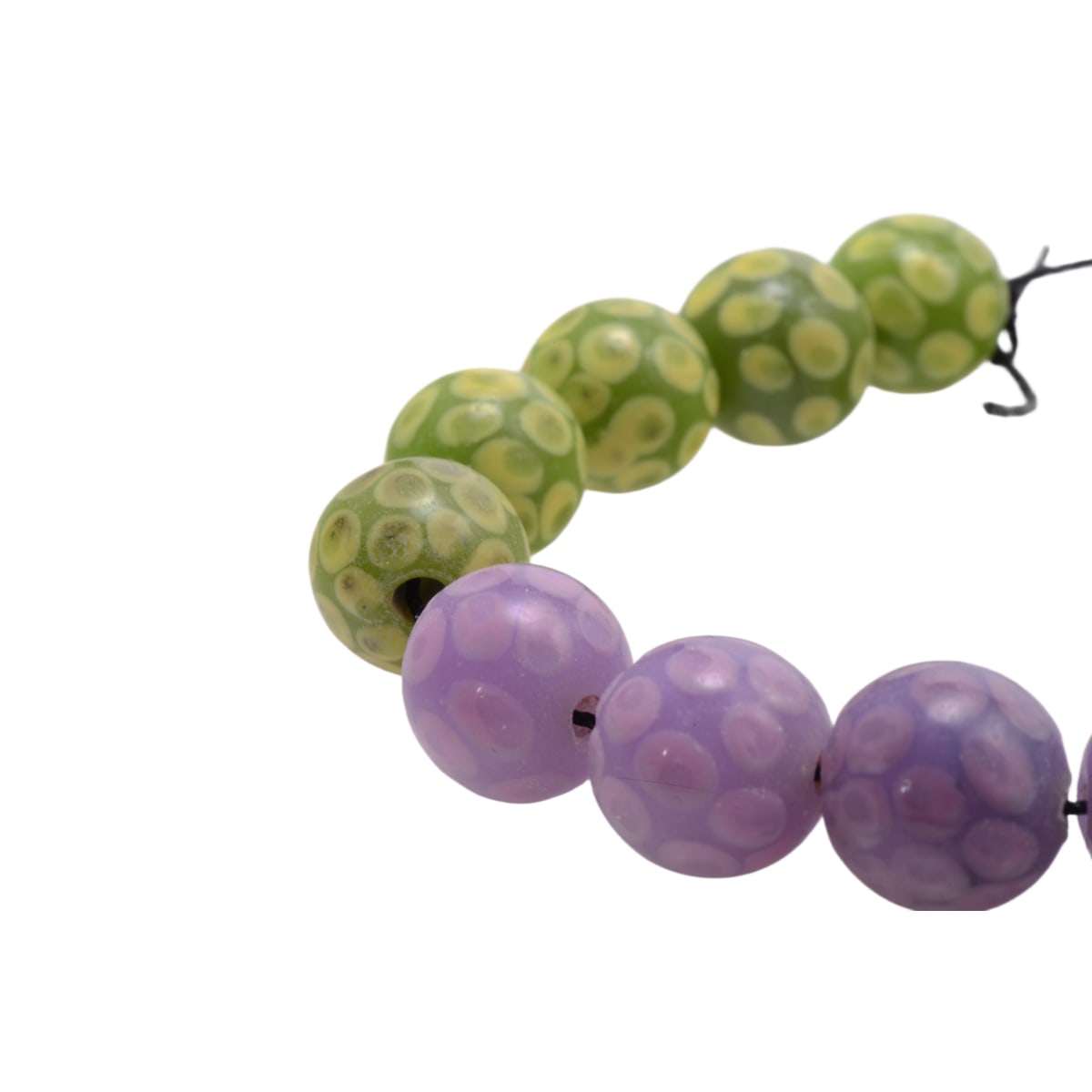 Lampwork Glass Beads: Multi-Color Circle Pattern Round 13mm Strand - 21 Pieces