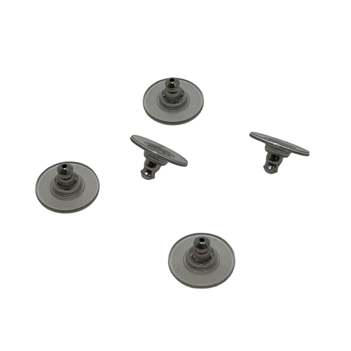 Silver Metal Core Clear Plastic Disc Earring Backs - 11mm Heavy Duty Supportive Stoppers Sold by Dozen