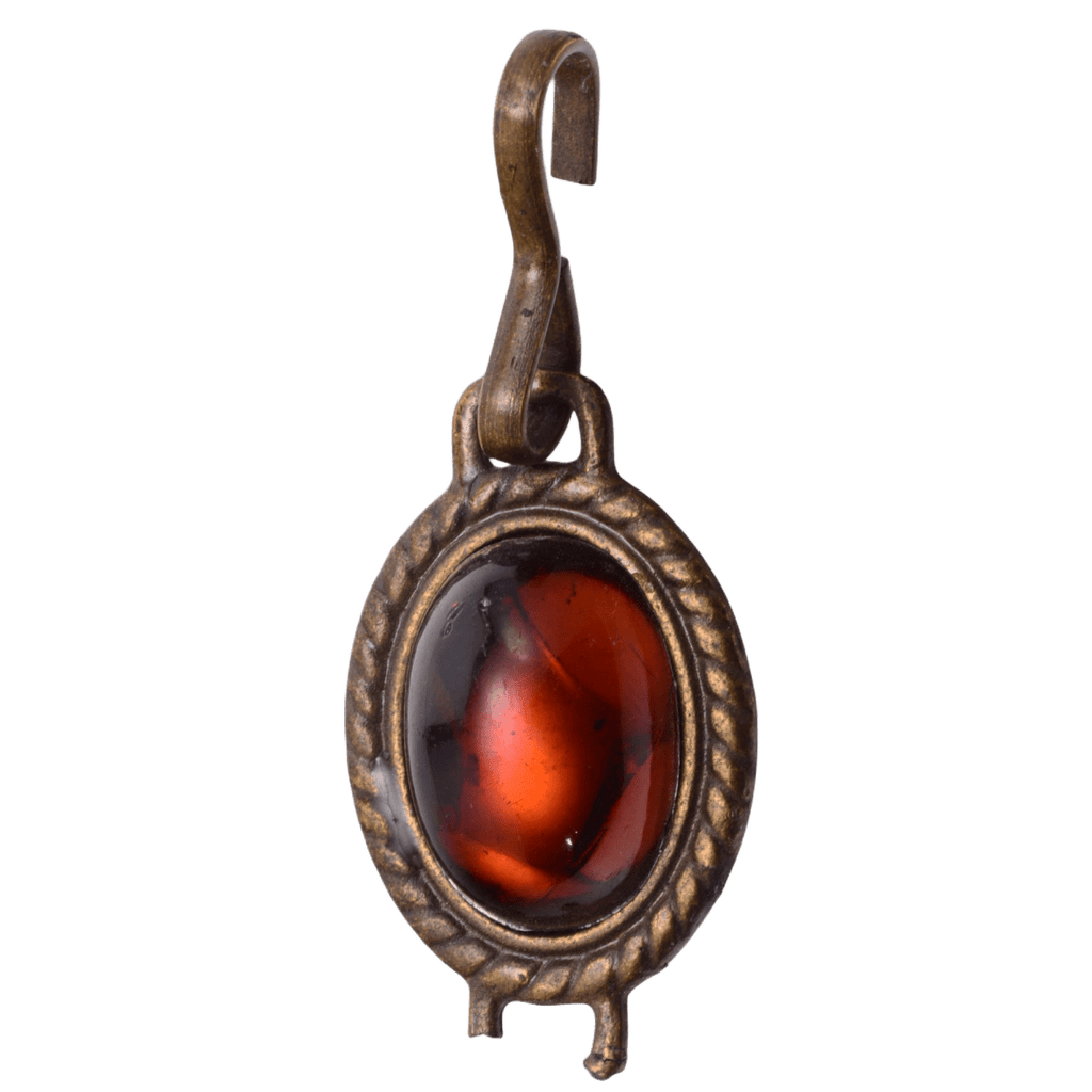 Amber Faceted Glass Stone Pendant in Antiqued Bronze Setting - 20x48mm
