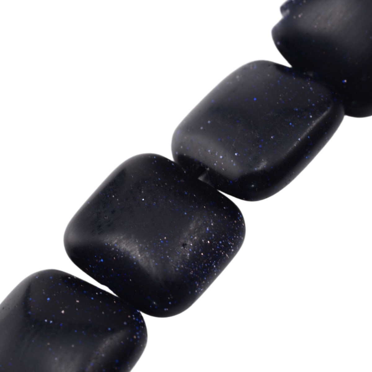 Blue Goldstone Glass Square Beads 10mm - 20 Piece Strand