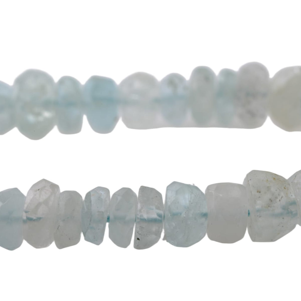 Aquamarine Faceted Rondelle Gemstone Bead Strand - 4 Inch Natural Stone