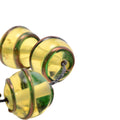 Premium Lampwork Glass Round Beads - Yellow Green with Copper Spiral - 7 Piece 12mm Strand